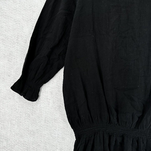 Chicos Top 3 (XL) Pullover Gauzy Sheer Black Elastic Waist Sequins Beaded Blouse - Picture 9 of 16